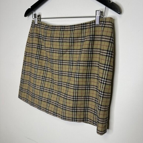 Vintage Roots Y2K Academia Plaid Mustard Preppy Wool Blend Mini Skirt Size 8 - Picture 2 of 11